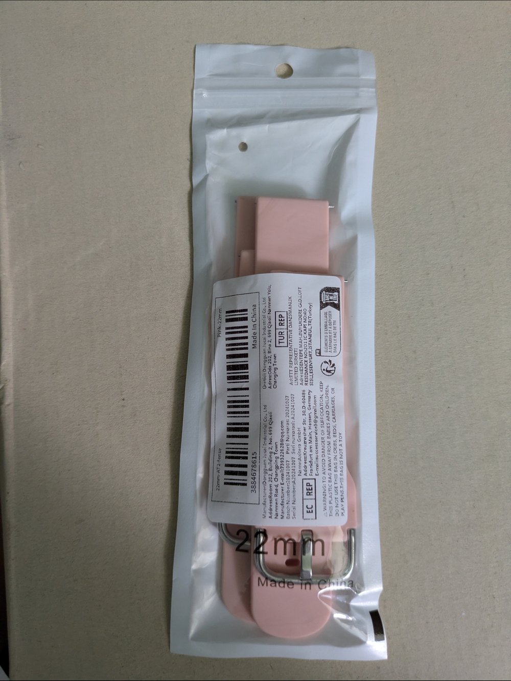 Pink 22mm Silicone Wristband Strap for Wearable Clips 2pk